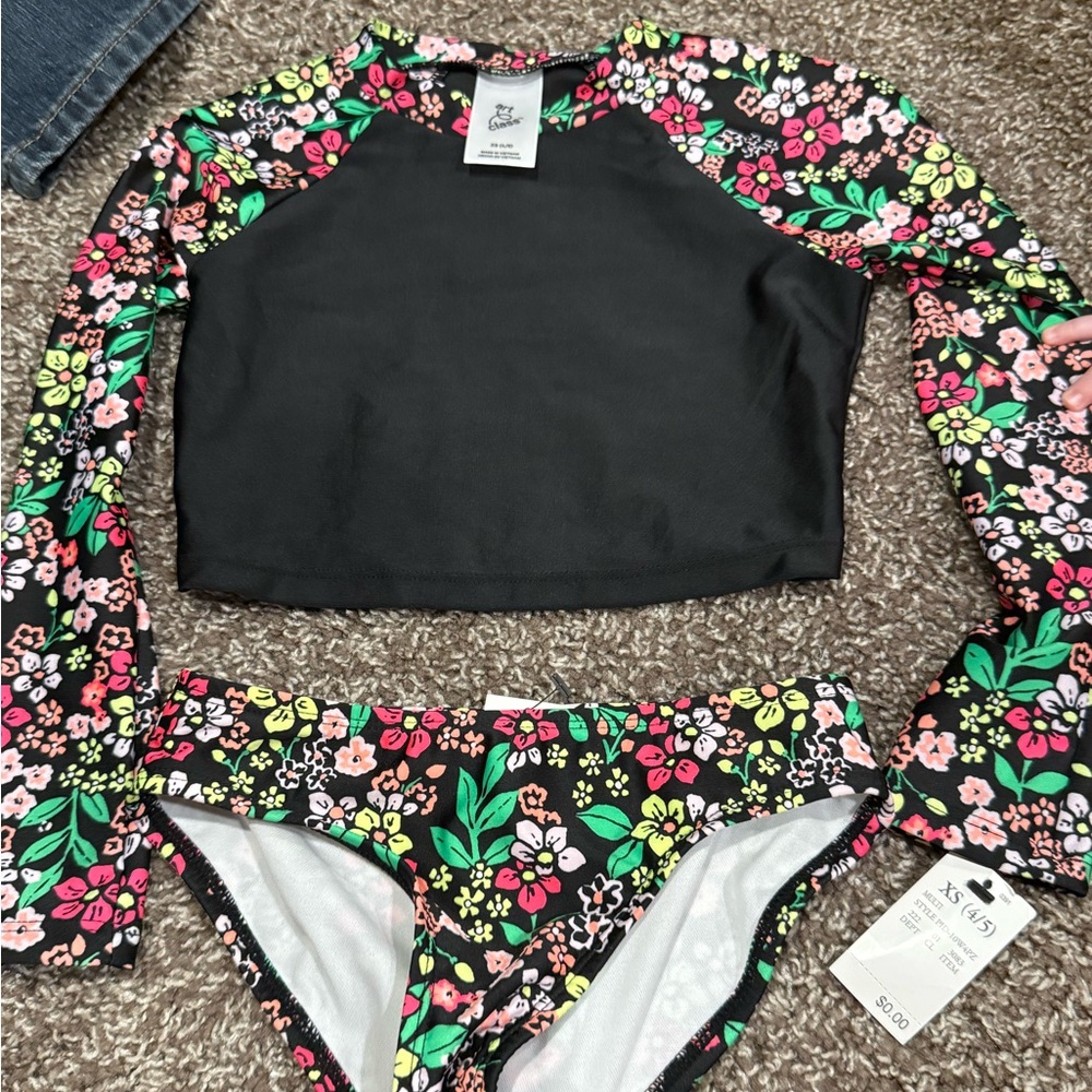 🍦Black Floral Bikini Set